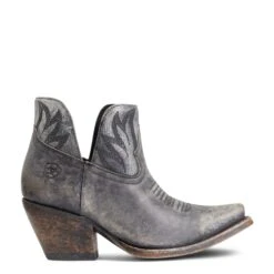 Ariat Ladies Hazel Black & Silver Metallic Snip Toe Booties 10040393 -Wildwest Boot Store S22 WMS WEST 10040393 side
