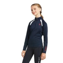 Ariat® Children's Sunstoppper 2.0 Team 1/4 Zip Navy Baselayer 10039185