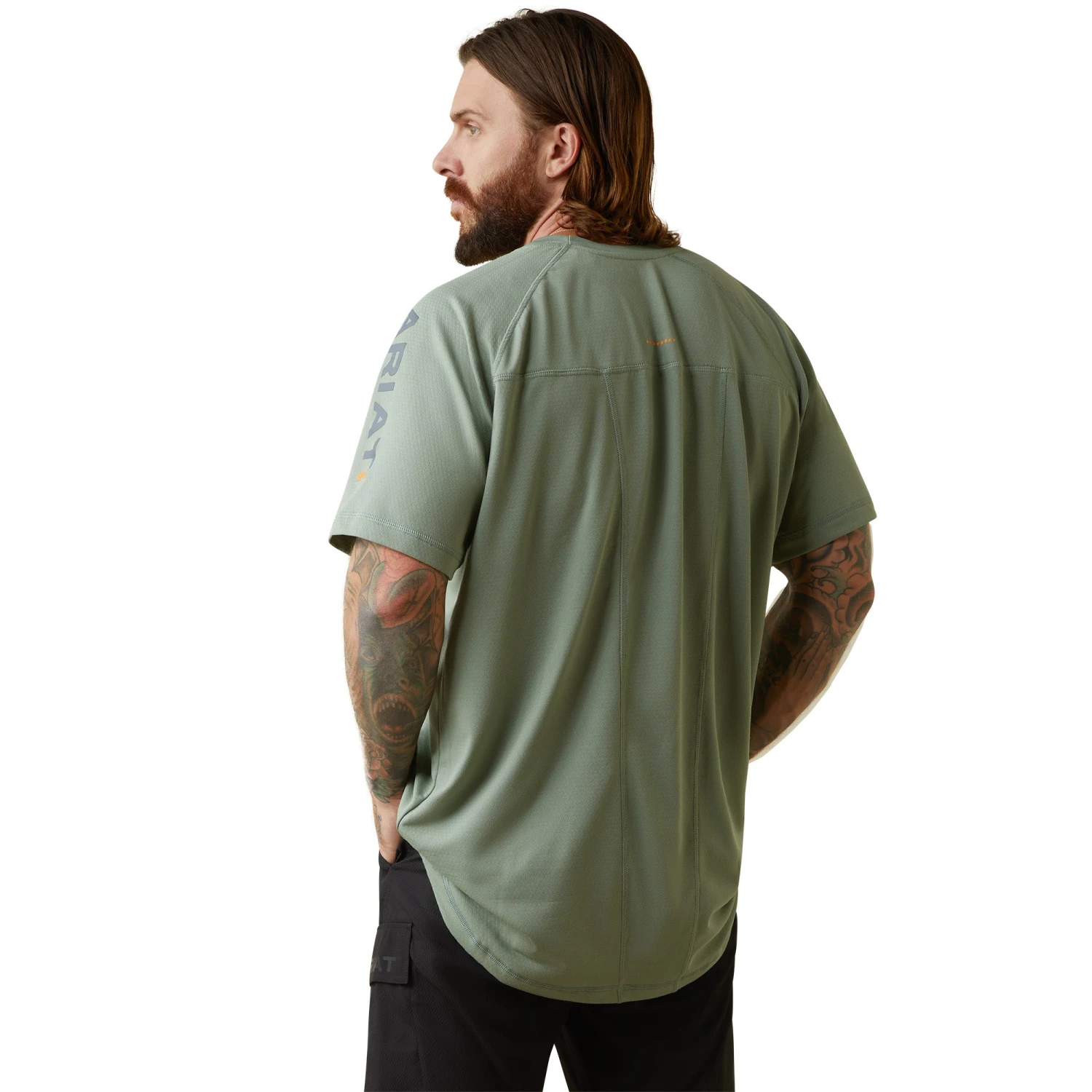 Ariat® Men's Rebar Heat Fighter Lily Pad Green Long Sleeves T-Shirt 10043543 2 Ariat® Men's Rebar Heat Fighter Lily Pad Green Long Sleeves T-Shirt 10043543 - Image 2