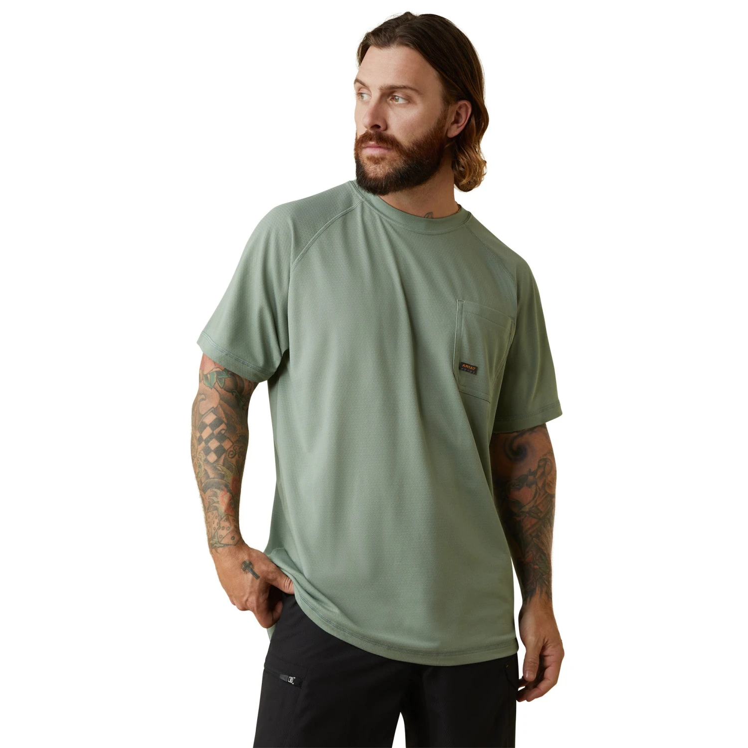 Ariat® Men's Rebar Heat Fighter Lily Pad Green Long Sleeves T-Shirt 10043543 1 Ariat® Men's Rebar Heat Fighter Lily Pad Green Long Sleeves T-Shirt 10043543