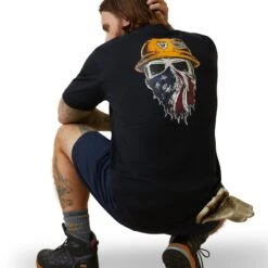 Ariat® Men's Rebar Workman Born For This Black Graphic T-Shirt 10043633 -Wildwest Boot Store S23 MNS WORK 10043633 back