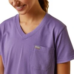 Ariat Ladies Rebar Cotton Reflective USA Flag Paisley Purple Graphic Tee 10043847 -Wildwest Boot Store S23 WMS WORK 10043847 detail01