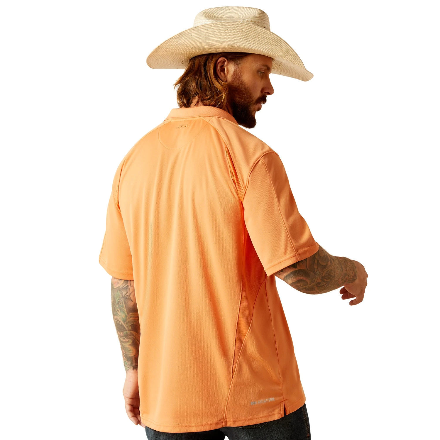Ariat Men's AC Prawn Orange Polo Shirt 10048849 2 Ariat Men's AC Prawn Orange Polo Shirt 10048849 - Image 2