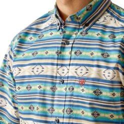 Ariat Men's Denzel Limoges Blue Aztec Button Down Shirt 10051492 -Wildwest Boot Store S24 MNS WEST 10051492 detail01