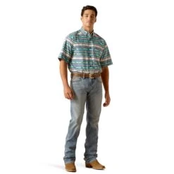 Ariat Men's Denzel Limoges Blue Aztec Button Down Shirt 10051492 -Wildwest Boot Store S24 MNS WEST 10051492 full