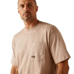 Ariat Men's Rebar Cotton Strong Stacking Dimes Bark Brown T-Shirt 10048980 9 Ariat Men's Rebar Cotton Strong Stacking Dimes Bark Brown T-Shirt 10048980 -Wildwest Boot Store S24 MNS WORK 10048980 detail01