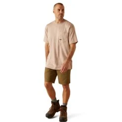 Ariat Men's Rebar Cotton Strong Stacking Dimes Bark Brown T-Shirt 10048980 7 Ariat Men's Rebar Cotton Strong Stacking Dimes Bark Brown T-Shirt 10048980 -Wildwest Boot Store S24 MNS WORK 10048980 full