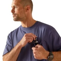 Ariat Men's Rebar Cotton Strong Stacking Dimes Blue Indigo T-Shirt 10048981 -Wildwest Boot Store S24 MNS WORK 10048981 detail01