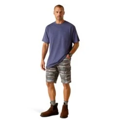 Ariat Men's Rebar Cotton Strong Stacking Dimes Blue Indigo T-Shirt 10048981 -Wildwest Boot Store S24 MNS WORK 10048981 full