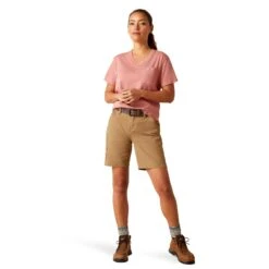 Ariat Ladies Rebar Cotton Strong Mineral Red Heather V-Neck Top 10048732 -Wildwest Boot Store S24 WMS WORK 10048732 full