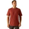 Ariat Men's Rebar Cotton Strong Firebrick Red Heathered Work T-Shirt 10054634