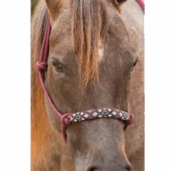 Professional's Choice Beaded Rope Halter With 7' Lead Burgundy