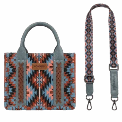 Wrangler Ladies Navy Southwestern Print Mini Tote Crossbody Bag WG2213-8866SNY -Wildwest Boot Store WG2213 8866SNY 2 1