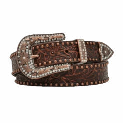 Angel Ranch By 3D Ladies Floral Lace Embroidery Leather Belt DA1034