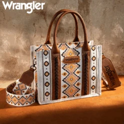 Wrangler Ladies Southwestern Small Brown Crossbody Tote Bag WG2202-8120SCF -Wildwest Boot Store coffee5