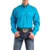 Cinch Men's Solid Teal Long Sleeve Button Down Shirt MTW1103800