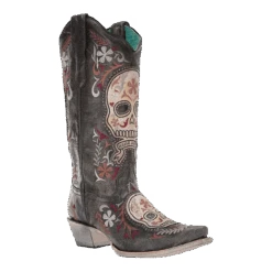 Corral Boots Corral Ladies Black Skull Overlay Embroidery & Studs Boots E1587