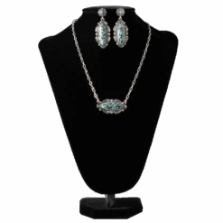 Blazin Roxx Ladies Oblong Marble Blue Bead Jewelry Set 3056088