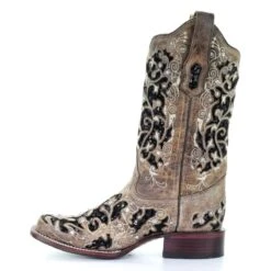 Corral Boots Corral Ladies Brown Black Inlay Floral Embroidery & Studs Boots A3648 -Wildwest Boot Store white 2000280080 200 P3