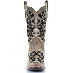 Corral Boots Corral Ladies Brown Black Inlay Floral Embroidery & Studs Boots A3648 -Wildwest Boot Store white 2000280080 200 P5