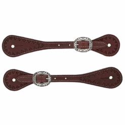 Weaver Youth Triangle Tooled Chestnut Spur Straps